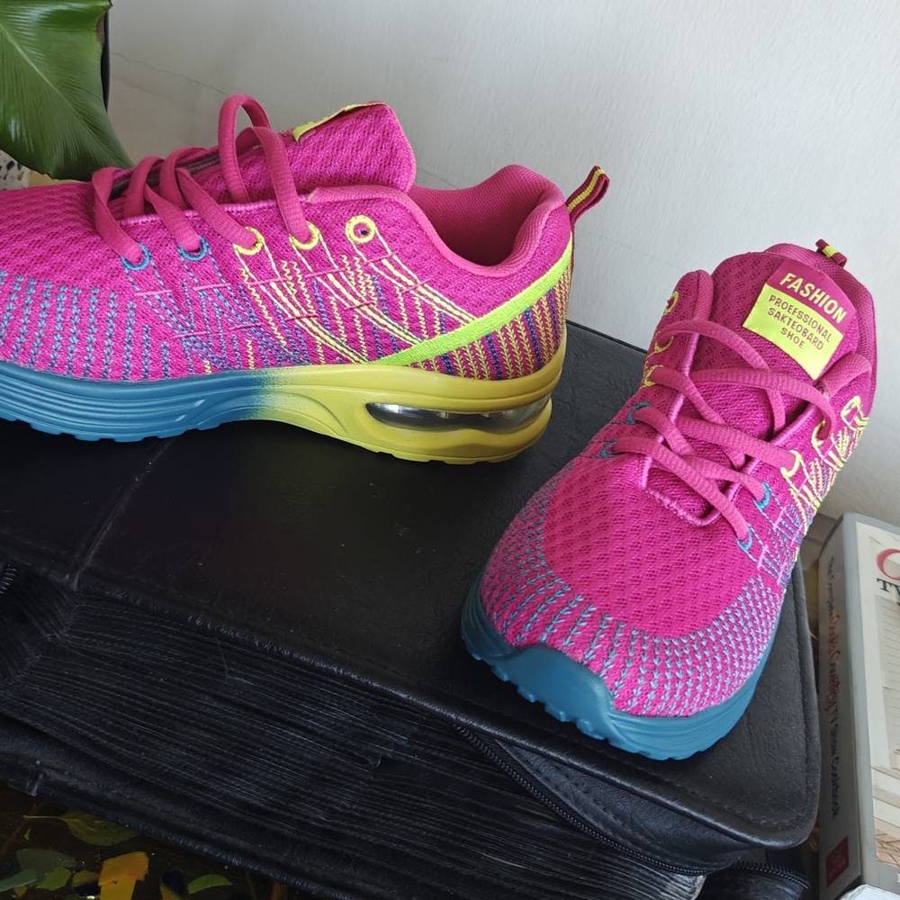 Pink and Yellow Women's Sneakers